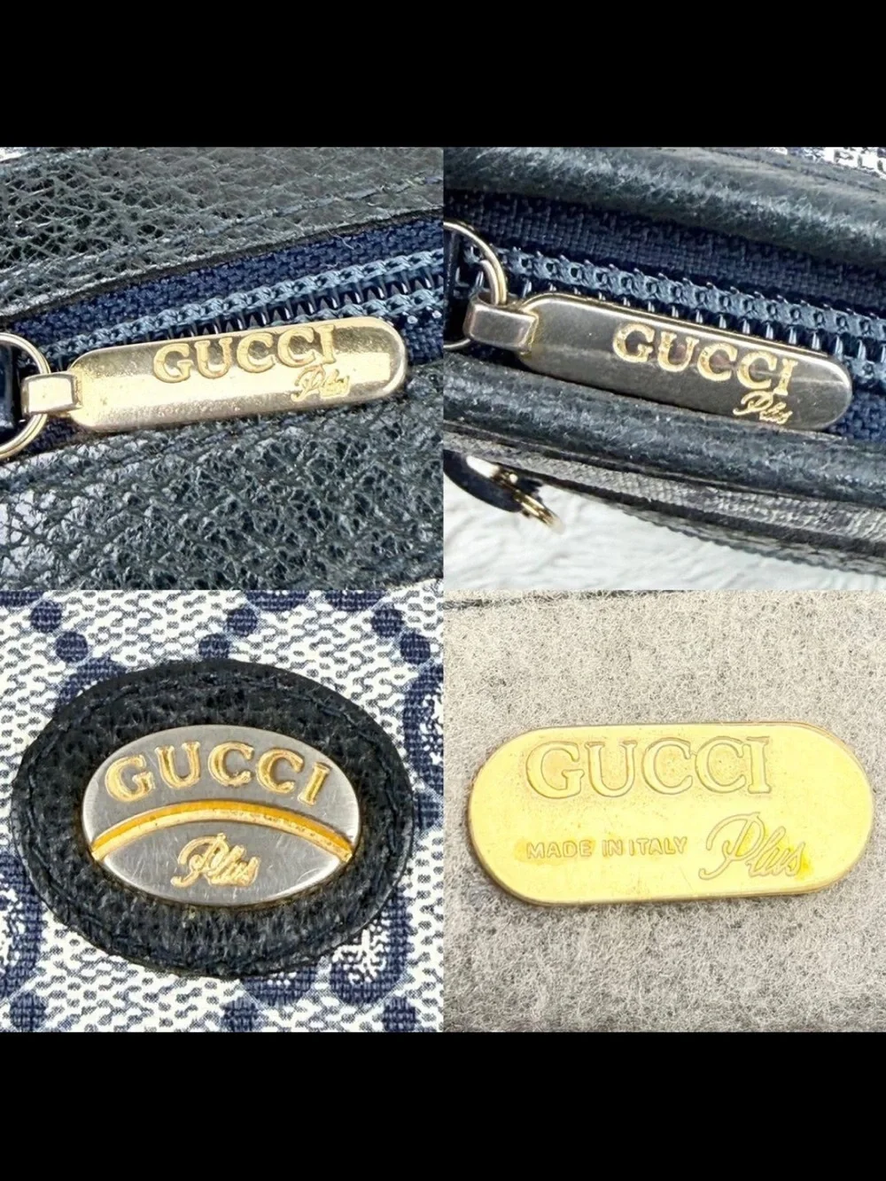 Gucci Blue and Beige Monogram Zip Clutch